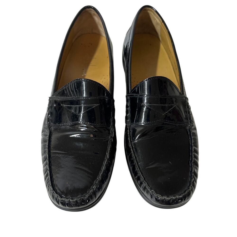 Cole Haan Nike Air Erika Black Patent Penny Loafer Sz 9.5 D29534 Preppy Leather